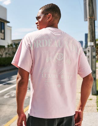 Bordeaux Box Fit T Shirt in Pink Mist Front