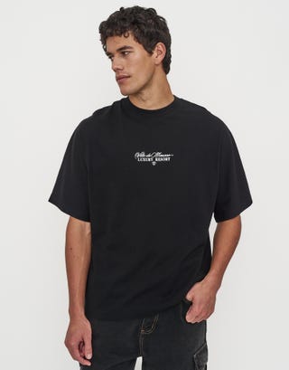 Bordeaux Box Fit T Shirt in Washed Black Detail2