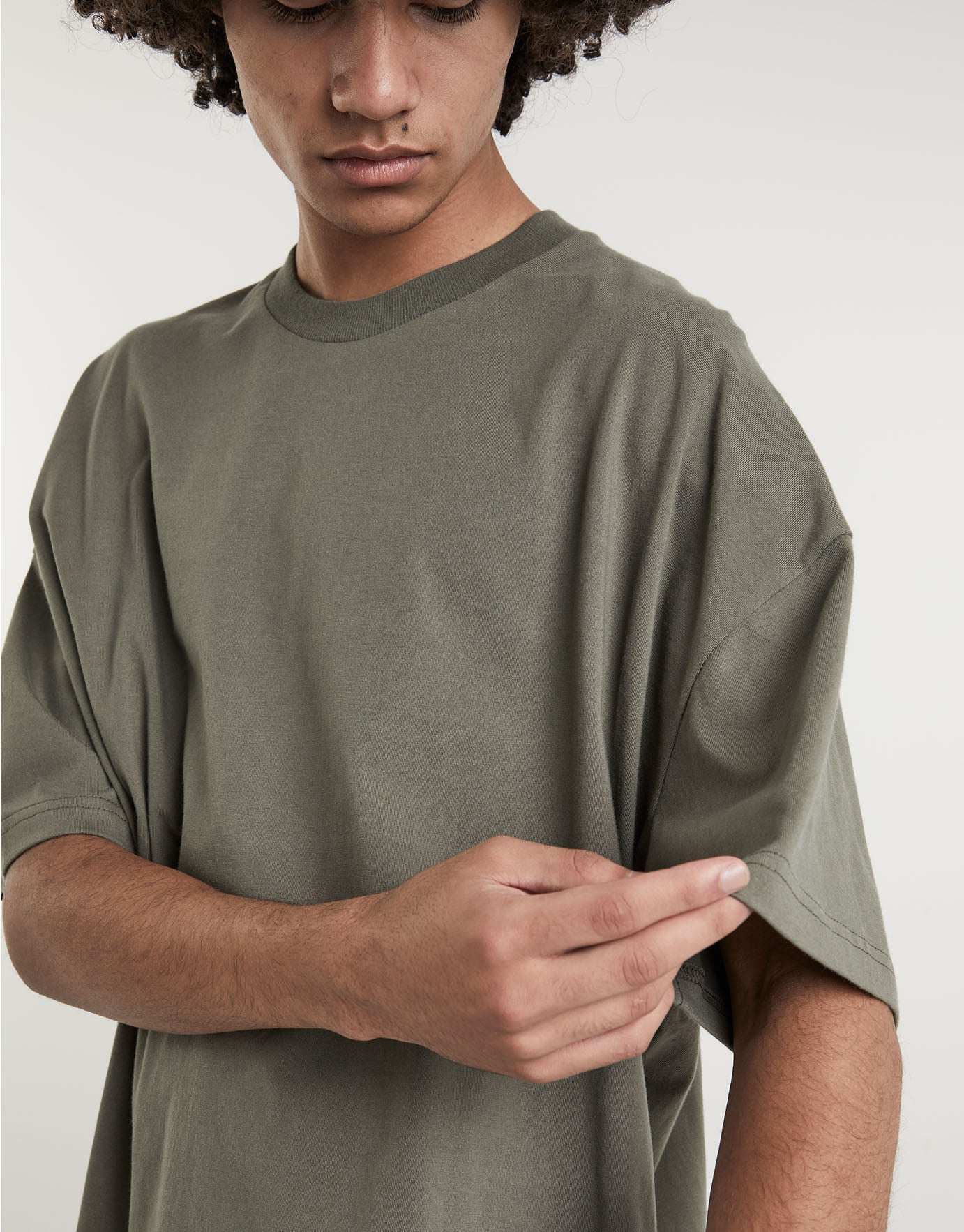 Box Fit Plain T Shirt in Green 