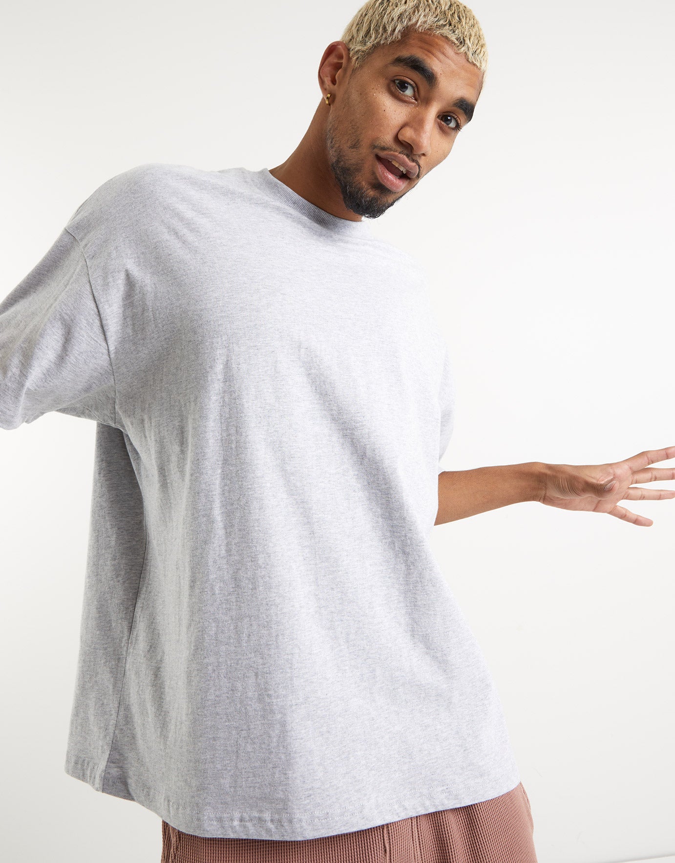 Box Fit Plain T Shirt in Light Grey 