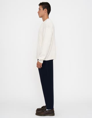 Brushed Knit Crew Neck Jumper in Ecru Detail2