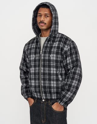 Brushed Hooded Jacket in Black Detail2