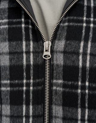 Brushed Hooded Jacket in Black Detail3