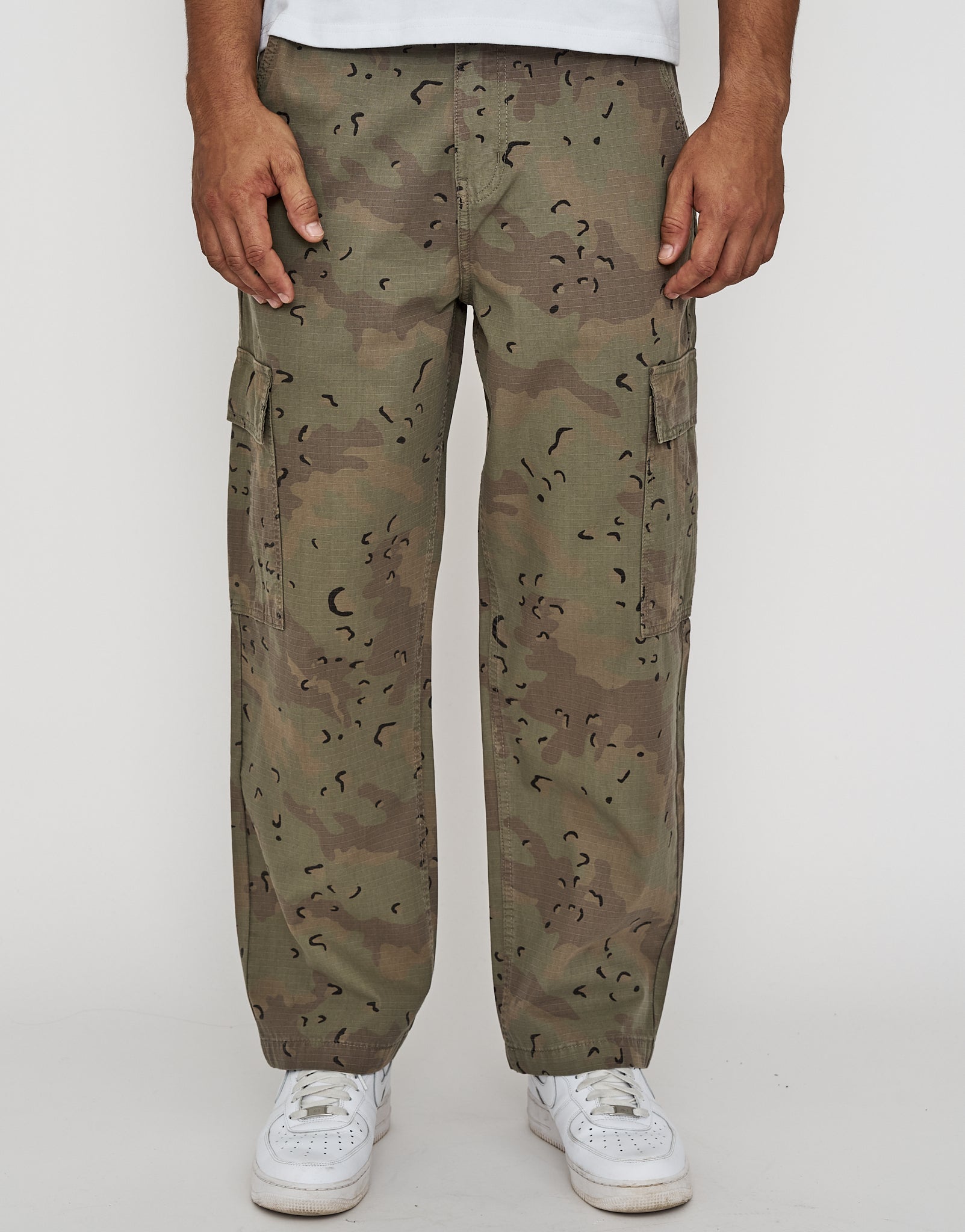 Foliage Camo Canvas Baggy Pants in Green | Hallensteins AU