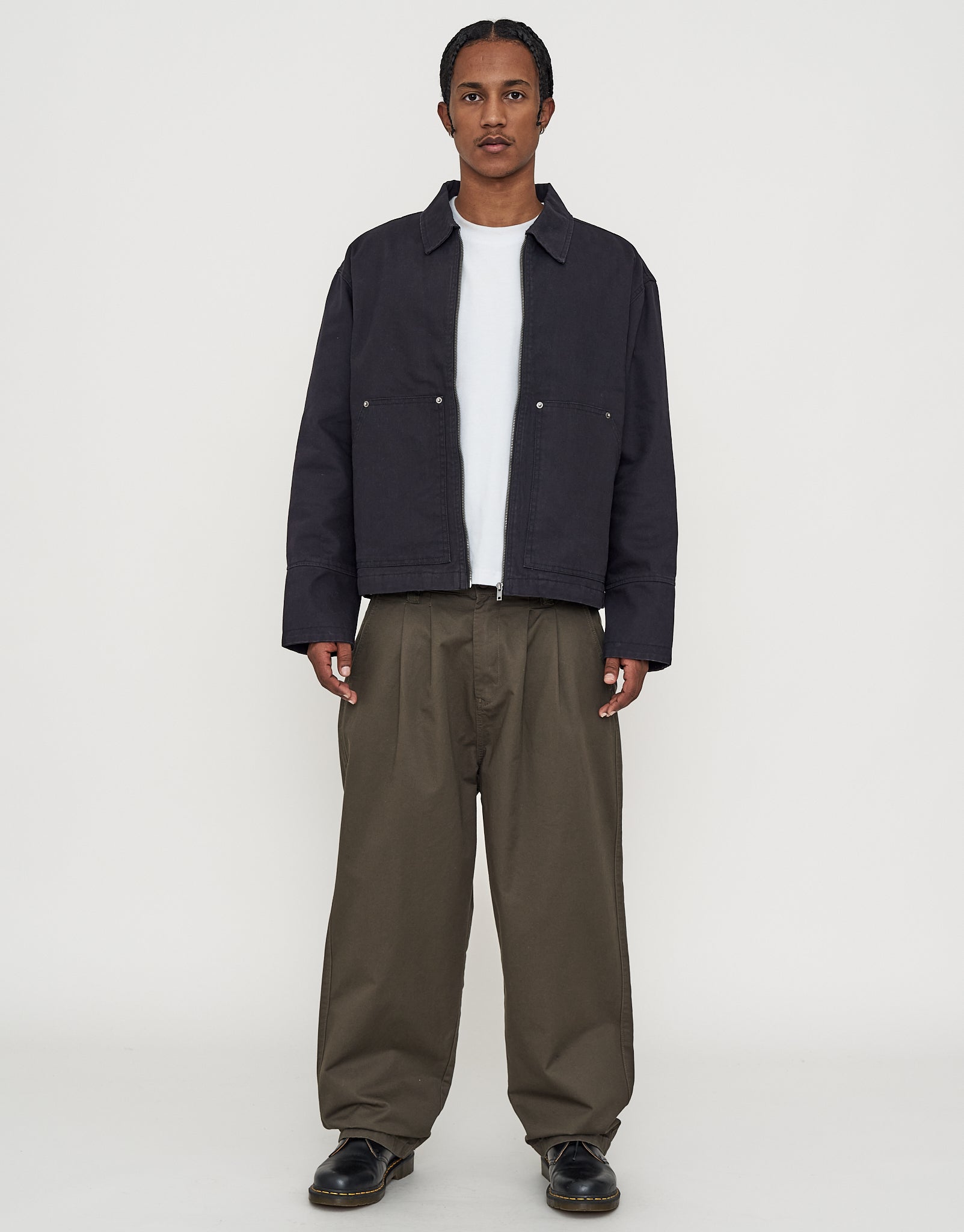 Canvas Work Jacket in Washed Black | Hallensteins NZ