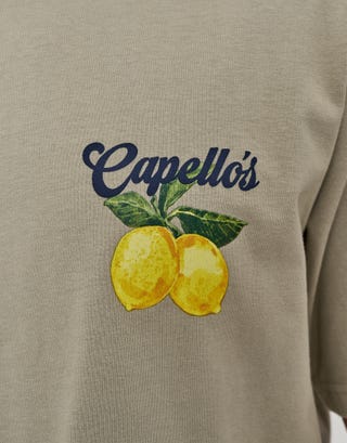 Lemon Cropped Relaxed Fit T Shirt in Desert Detail