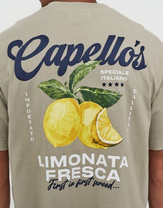 Lemon Cropped Relaxed Fit T Shirt in Desert Detail2