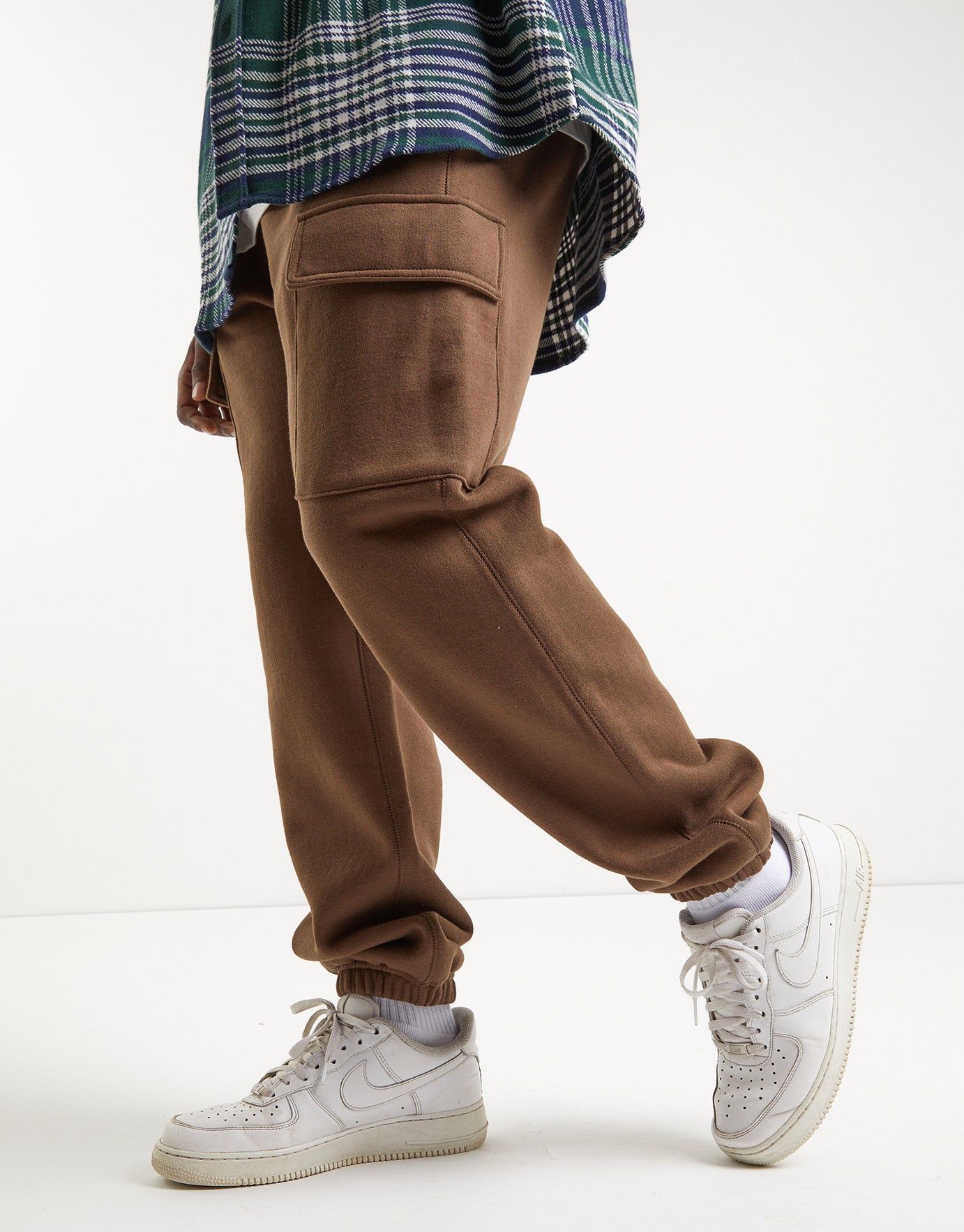 Plain Cargo Track Pants in Brown 