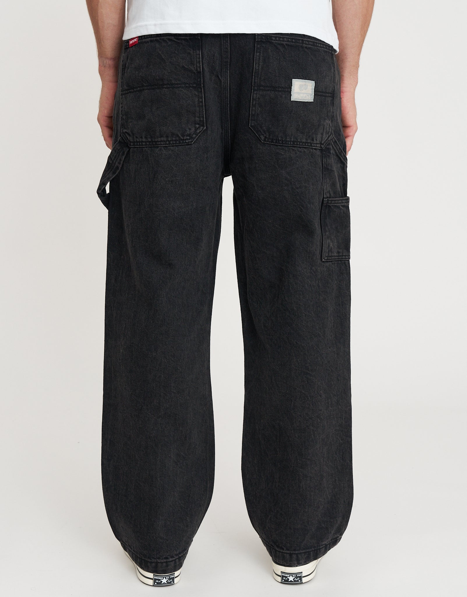 Carpenter Loop Baggy Fit Jeans in Washed Black | Hallensteins NZ