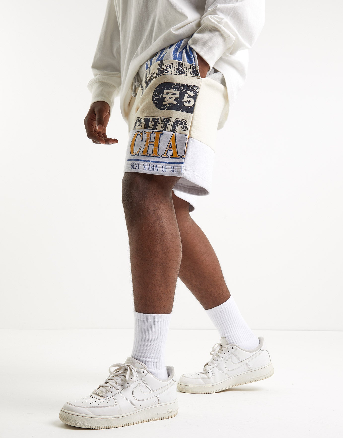 State Champs Track Shorts in White 
