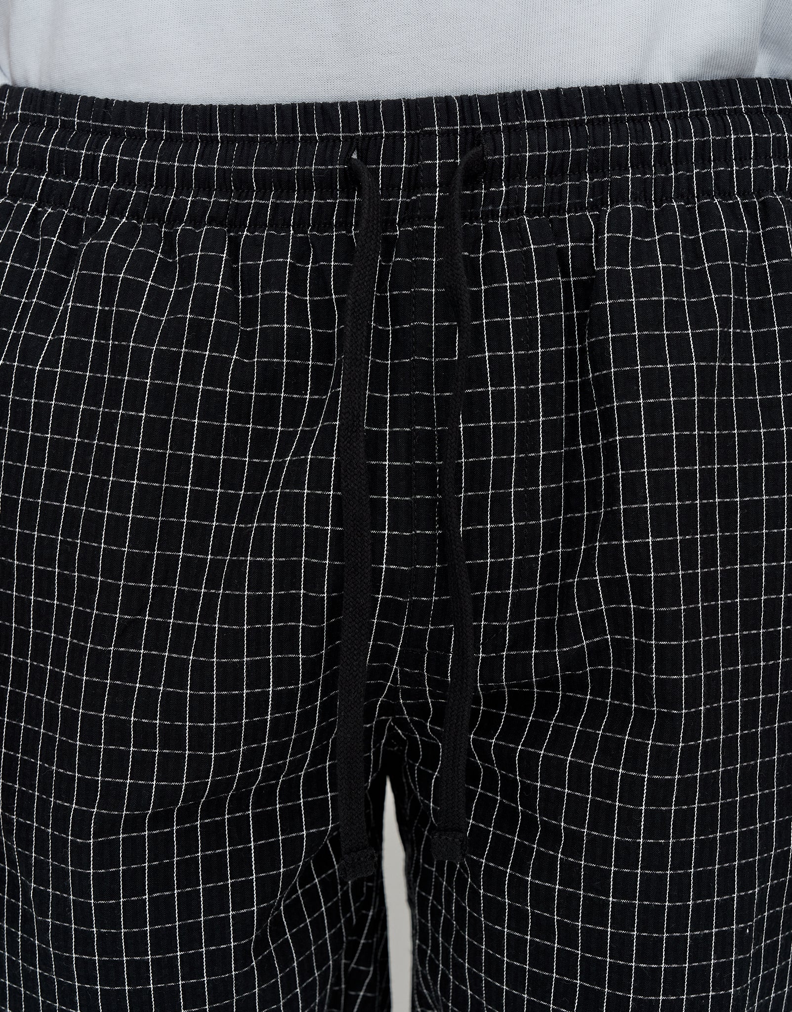 Check Pattern Elastic Waist Shorts in Black | Hallensteins NZ