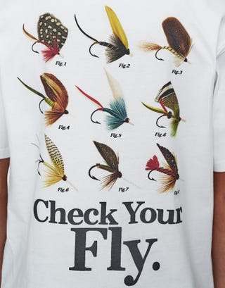 Check Your Fly Relaxed Fit T Shirt in Blanc Detail2