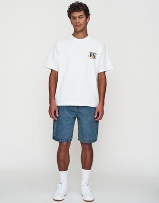 Check Your Fly Relaxed Fit T Shirt in Blanc Full
