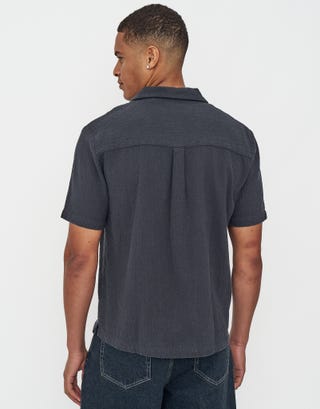 Chester Short Sleeve Shirt in Charcoal Back
