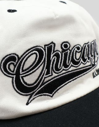 Chicago Embroidered Cap in White/black Detail