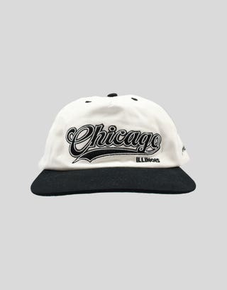 Chicago Embroidered Cap in White/black Front