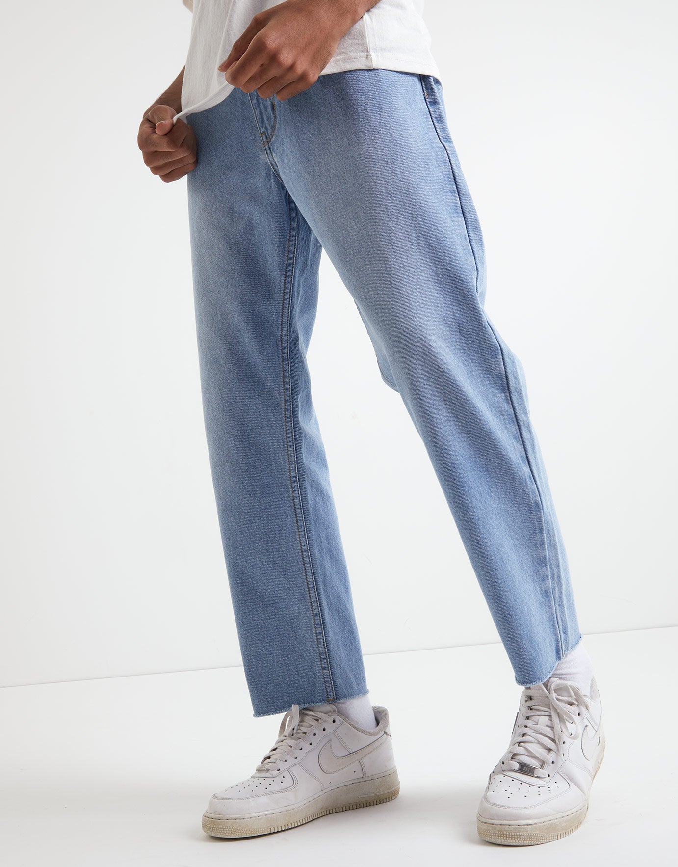 Cropped Relaxed Dad Fit Jeans in Blue | Hallensteins NZ