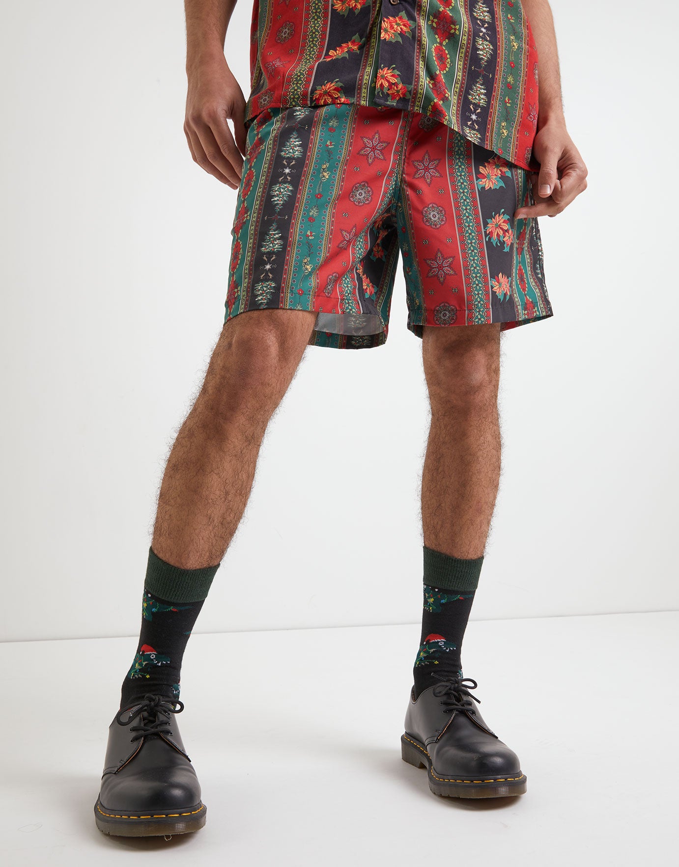 Christmas Stripe Swim Shorts in Green 