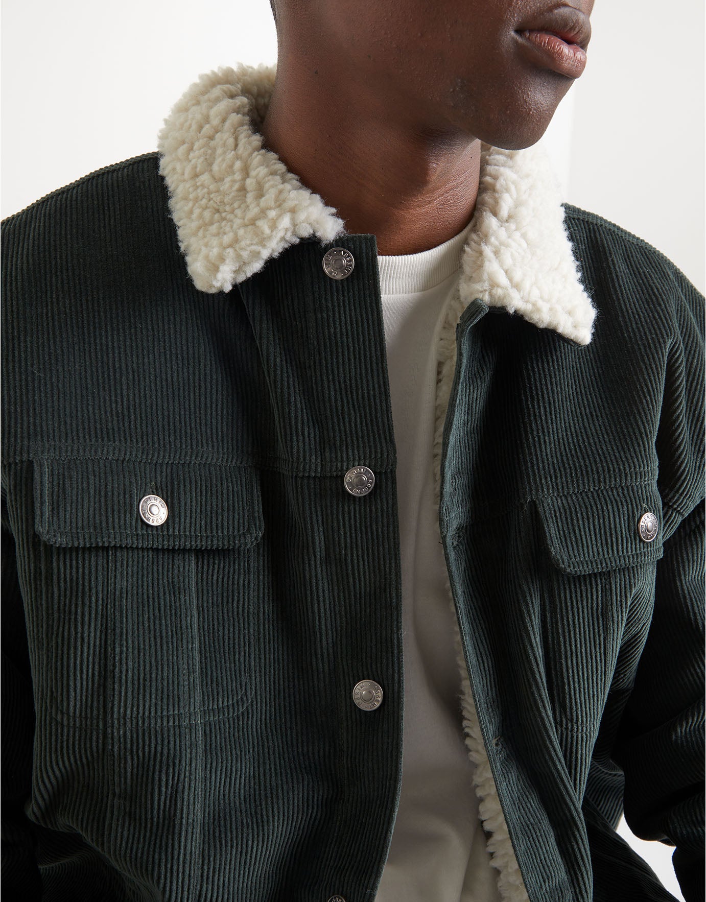 Sherpa Lined Cord Trucker Jacket in 