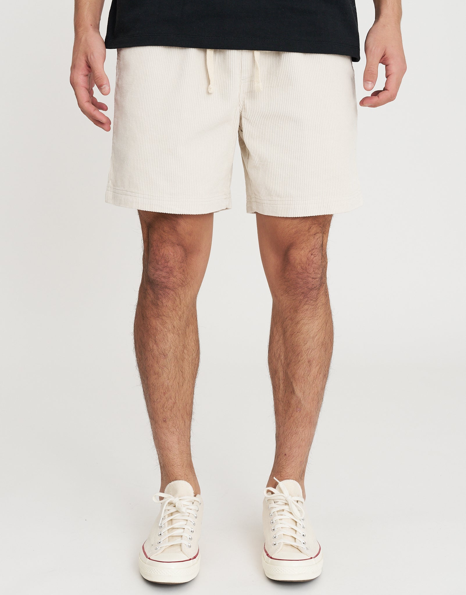 Cord Elastic Waist Walk Shorts in Lt Grey | Hallensteins AU