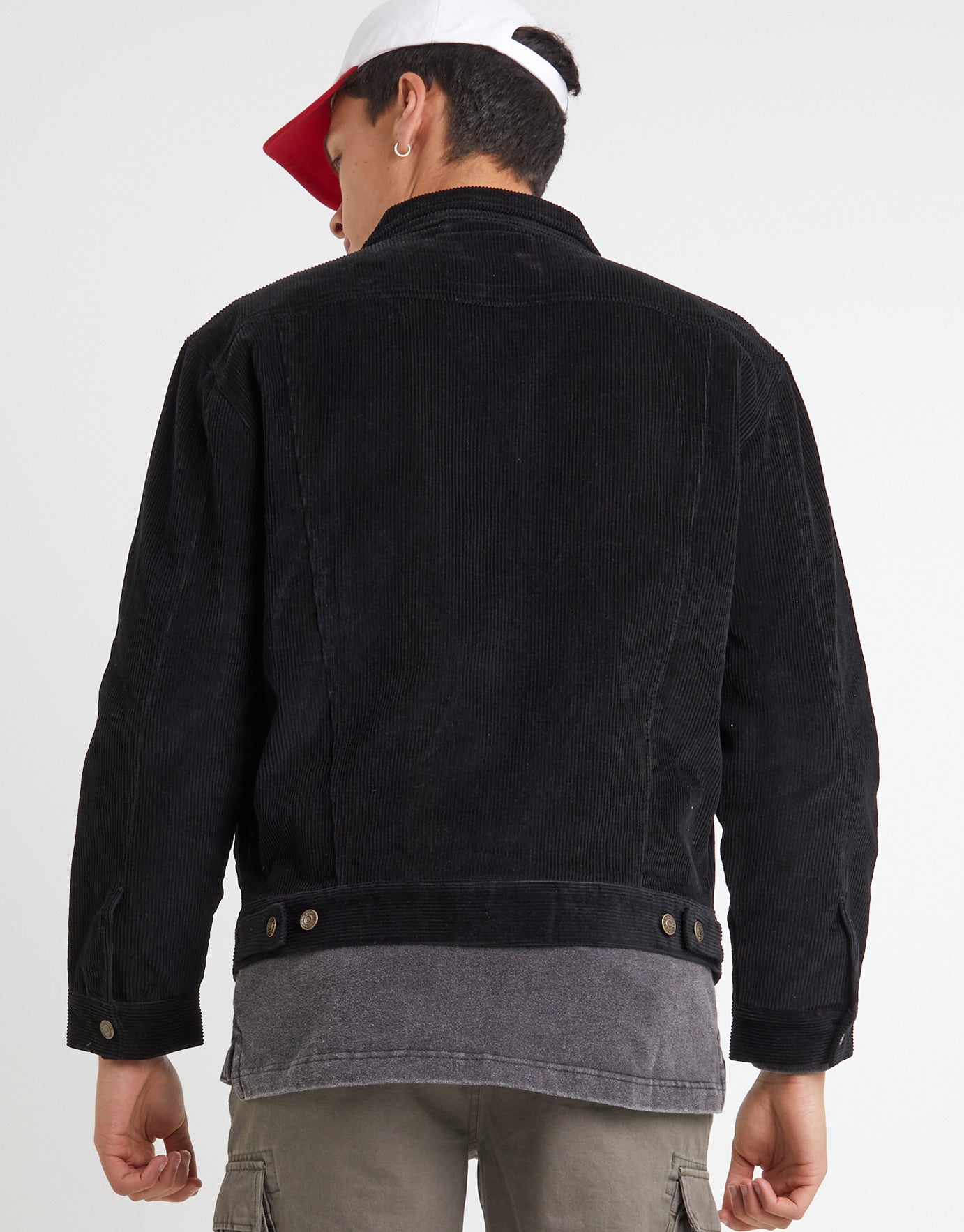 Cord Trucker Jacket in Black 