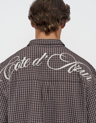 French Riviera Check Short Sleeve Shirt in Brown Detail