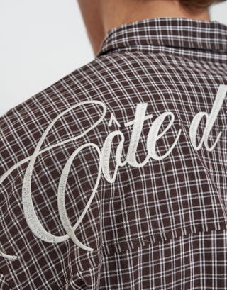 French Riviera Check Short Sleeve Shirt in Brown Detail3