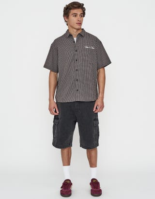 French Riviera Check Short Sleeve Shirt in Brown Full