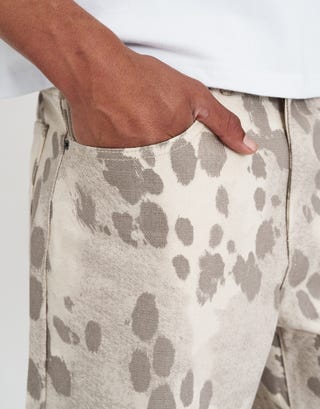 Cowhide Print Baggy Jorts in Cow Hide Detail