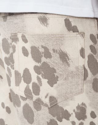 Cowhide Print Baggy Jorts in Cow Hide Detail2