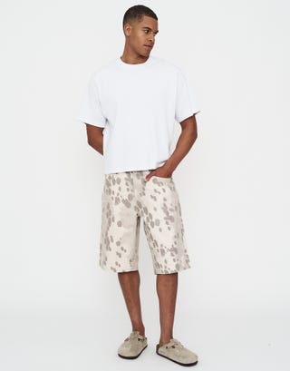 Cowhide Print Baggy Jorts in Cow Hide Full