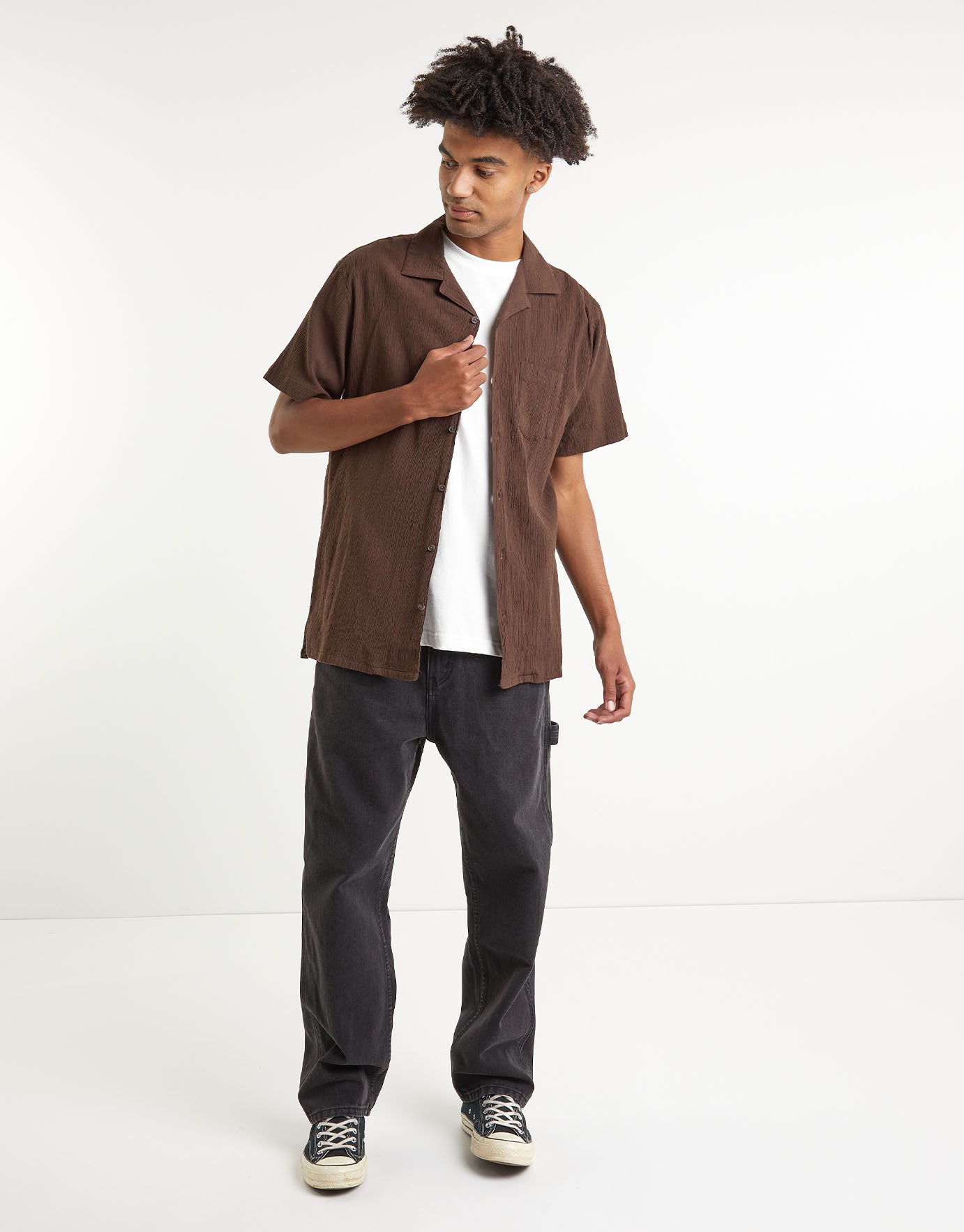 Crinkled Texture Short Sleeve Shirt in 
