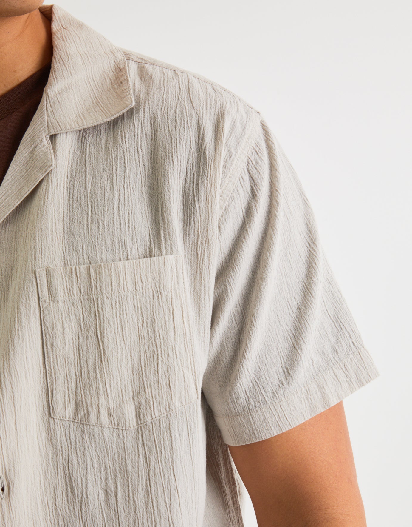 Crinkled Texture Short Sleeve Shirt in 