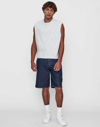 Cropped Muscle Singlet in Snow Marle Full