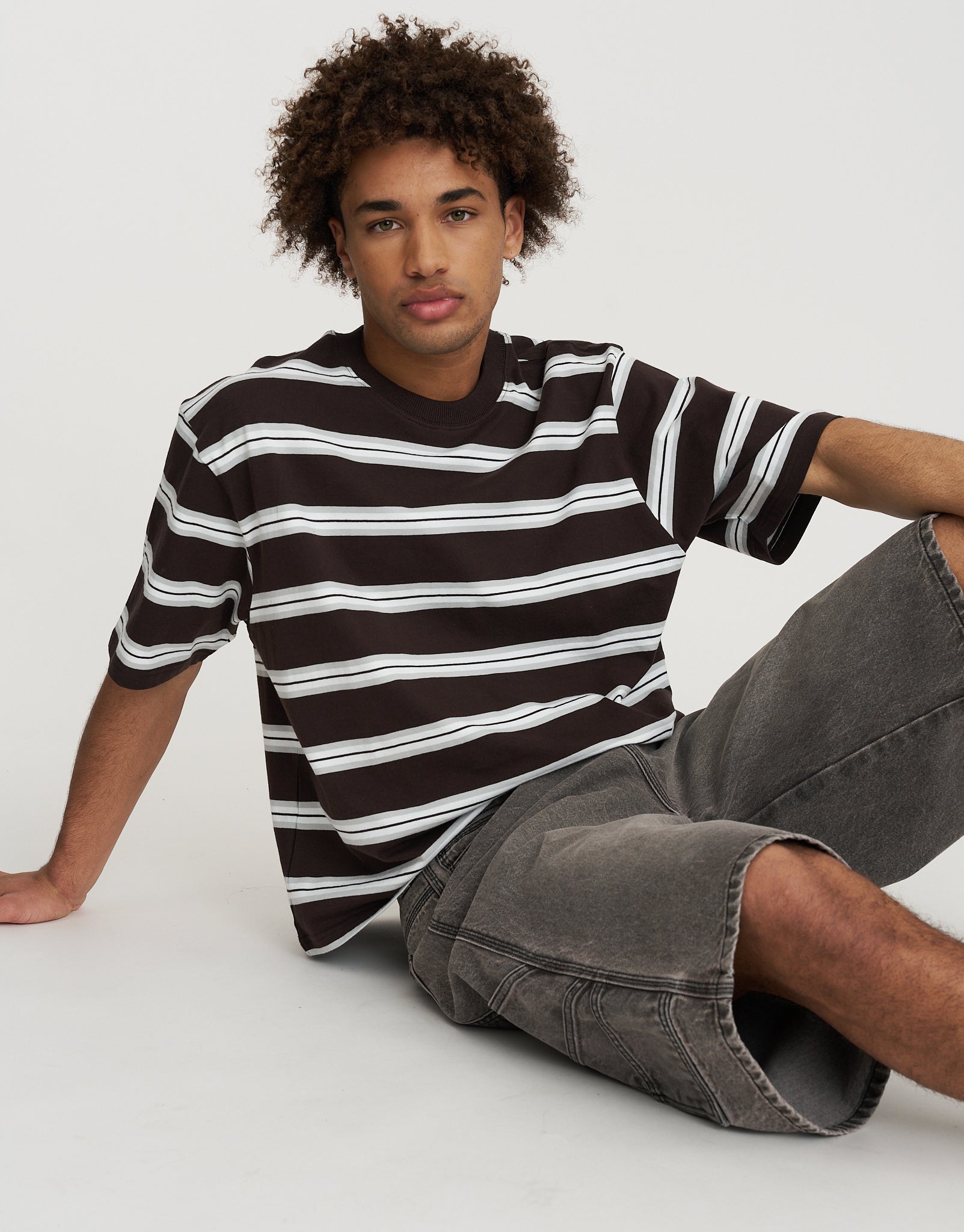Cropped Striped T Shirt in Flint | Hallensteins AU
