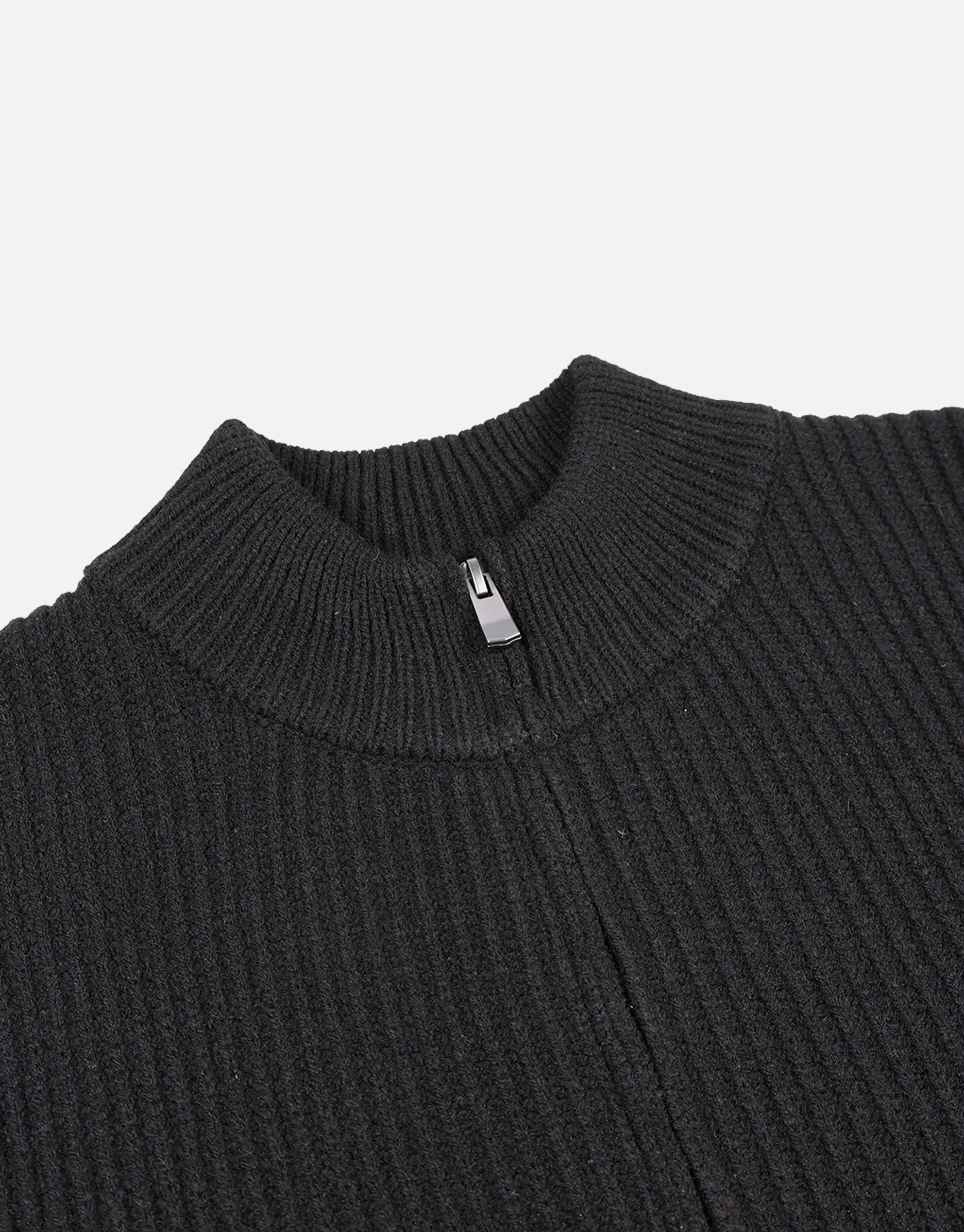 完売品 AAKAM Side Neck Zip-Up Knit (Black) Side Neck Zip-Up (Black) - AAKAM