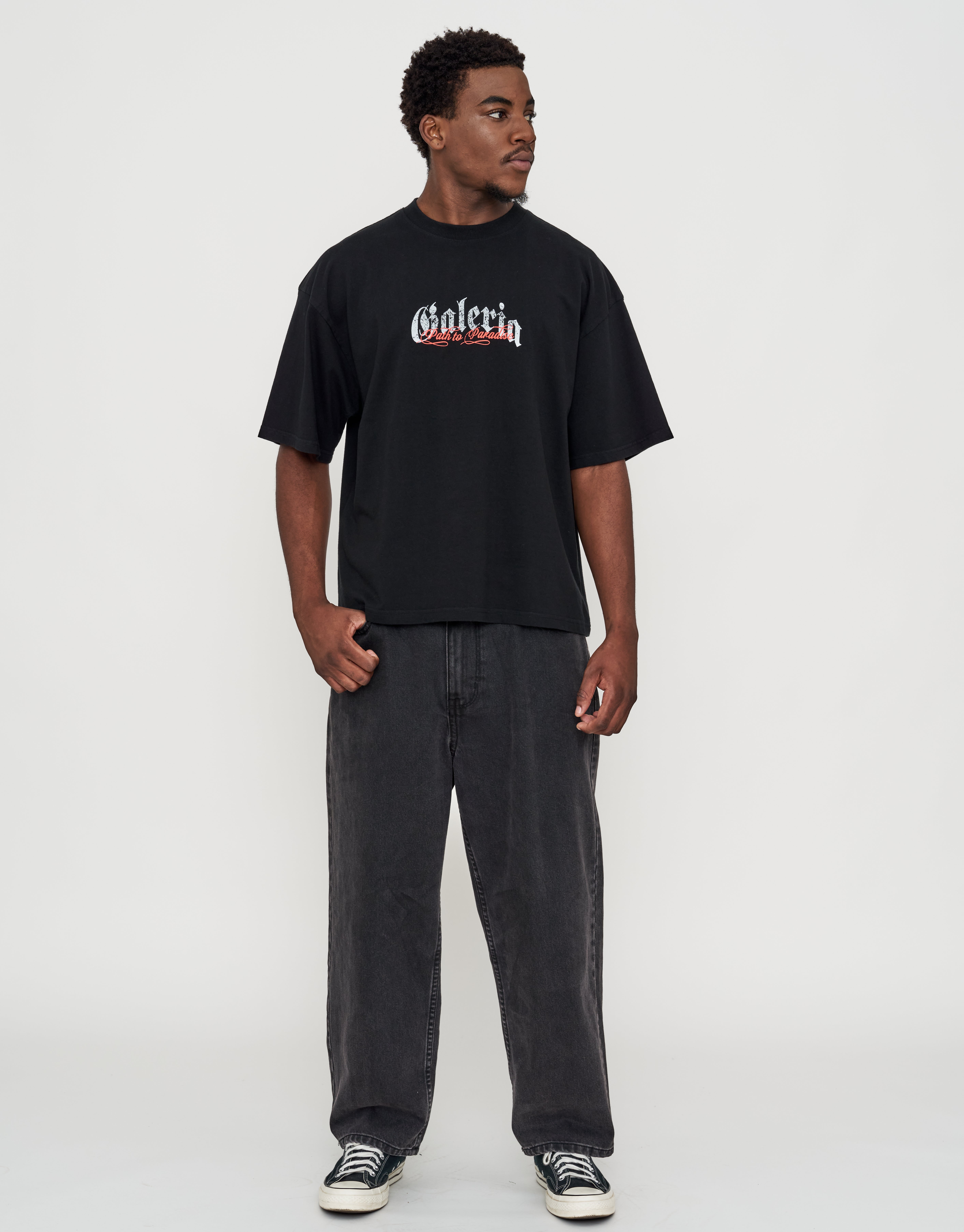 Galeria Box Fit T Shirt in Black | Hallensteins NZ