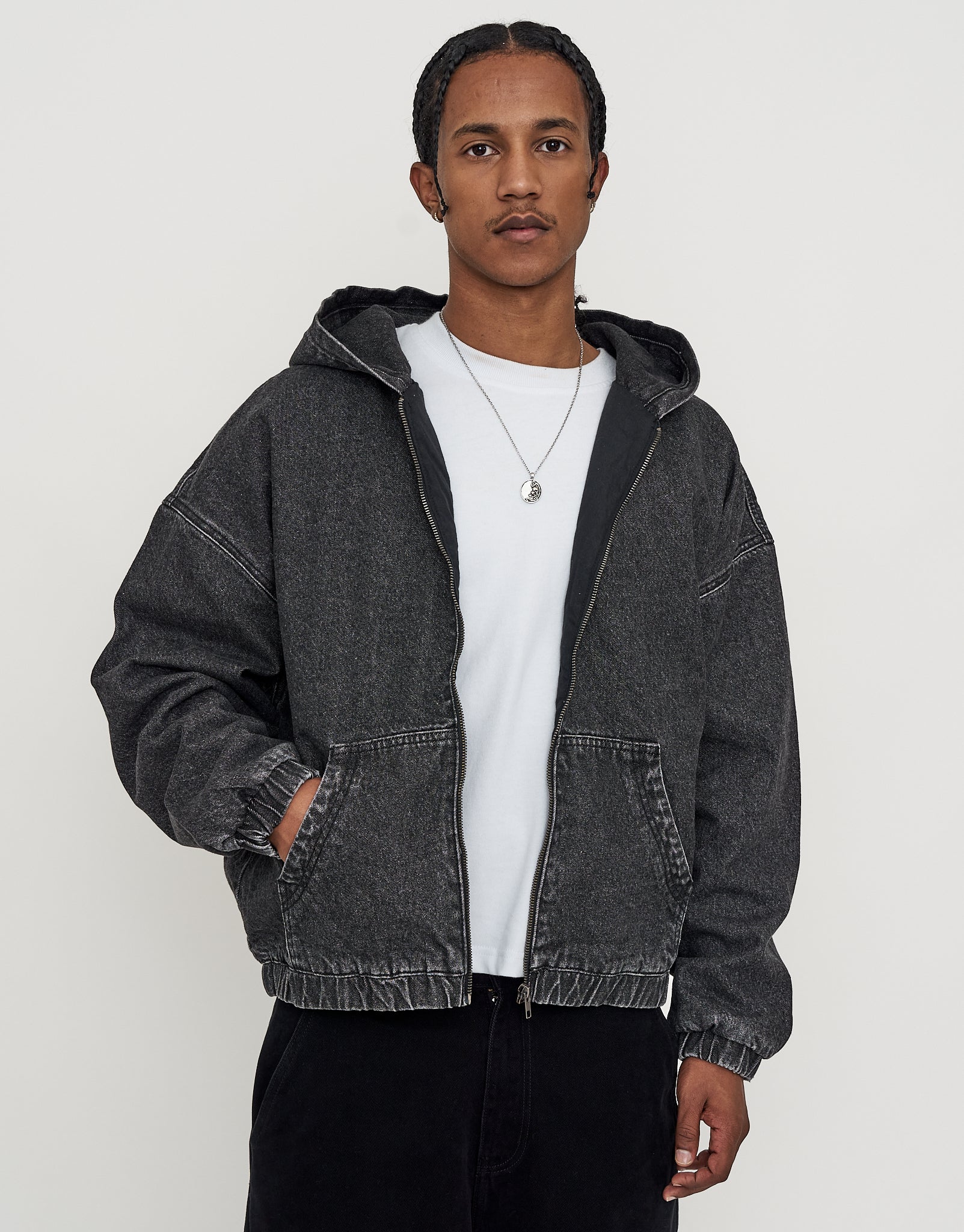 Cult Customs Oversized Hooded Jacket in Washed Black | Hallensteins NZ