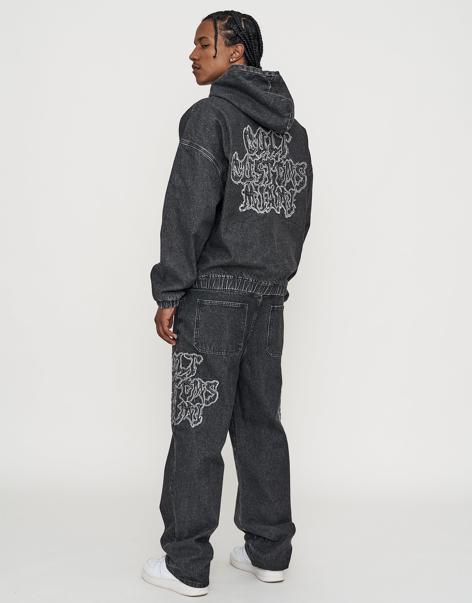 Cult Customs Oversized Hooded Jacket in Washed Black | Hallensteins NZ