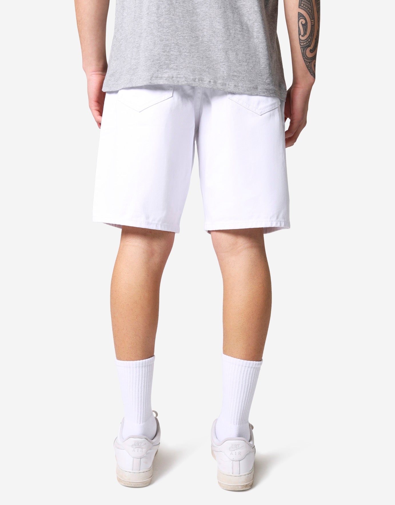 Dad Fit Relaxed Denim Shorts in White 
