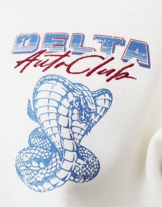 Delta Autoclub Oversized Hoodie in Snow Detail3