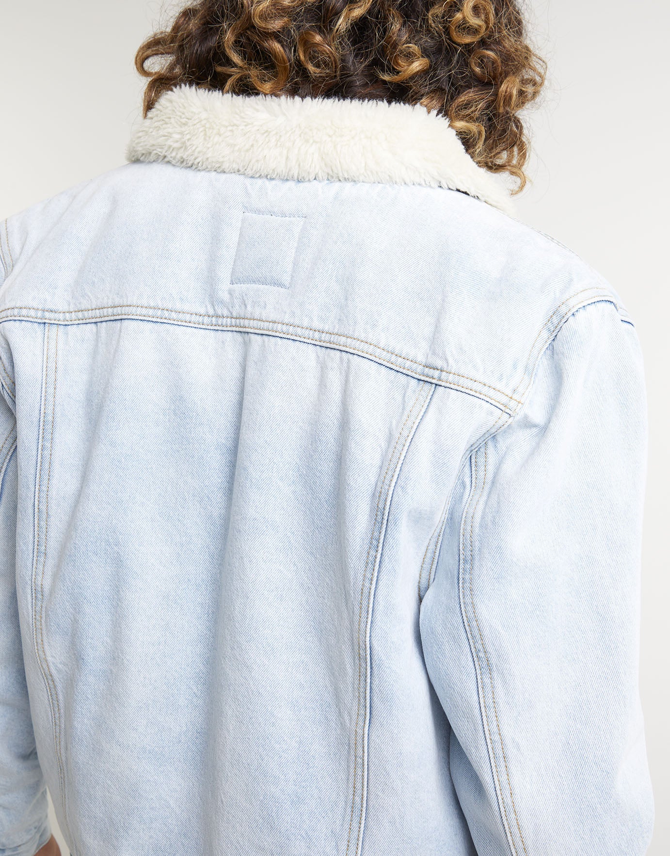 Denim Sherpa Jacket in Light Blue 