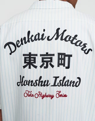 Denkai Cropped Mechanic Zip Up Shirt in Blanc Detail