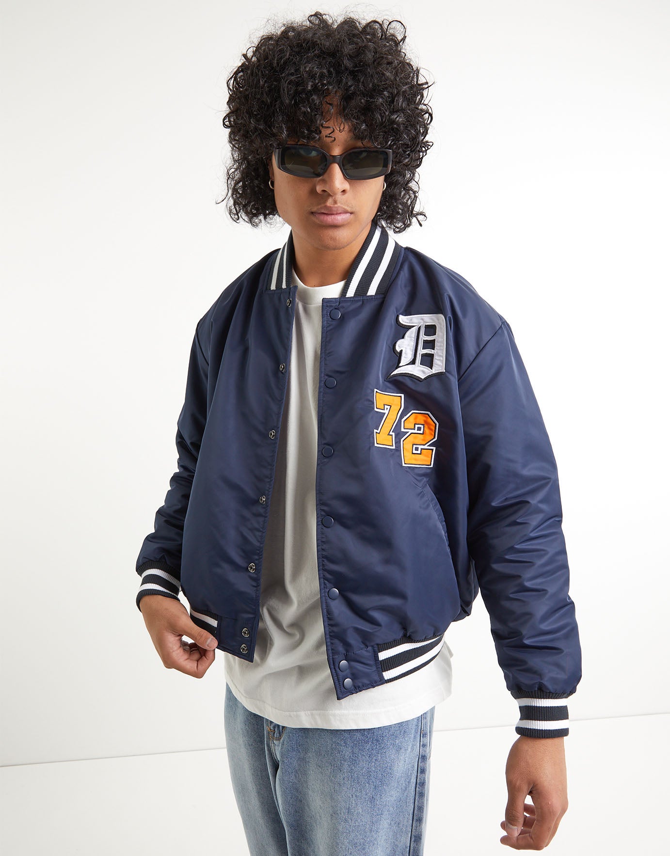 Detroit Varsity Bomber Jacket in Navy 