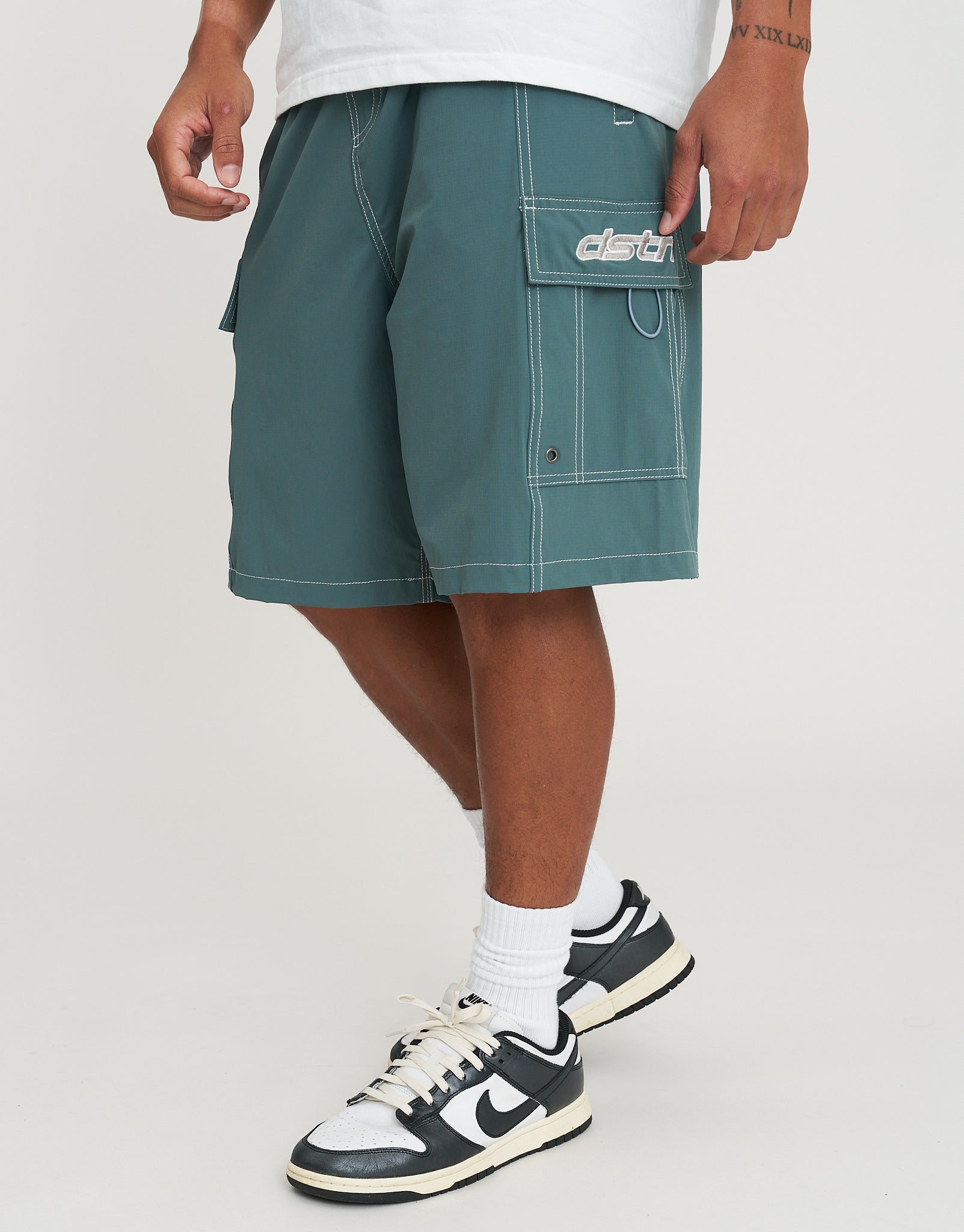Nylon Zip Cargo Shorts in Black | Hallensteins NZ