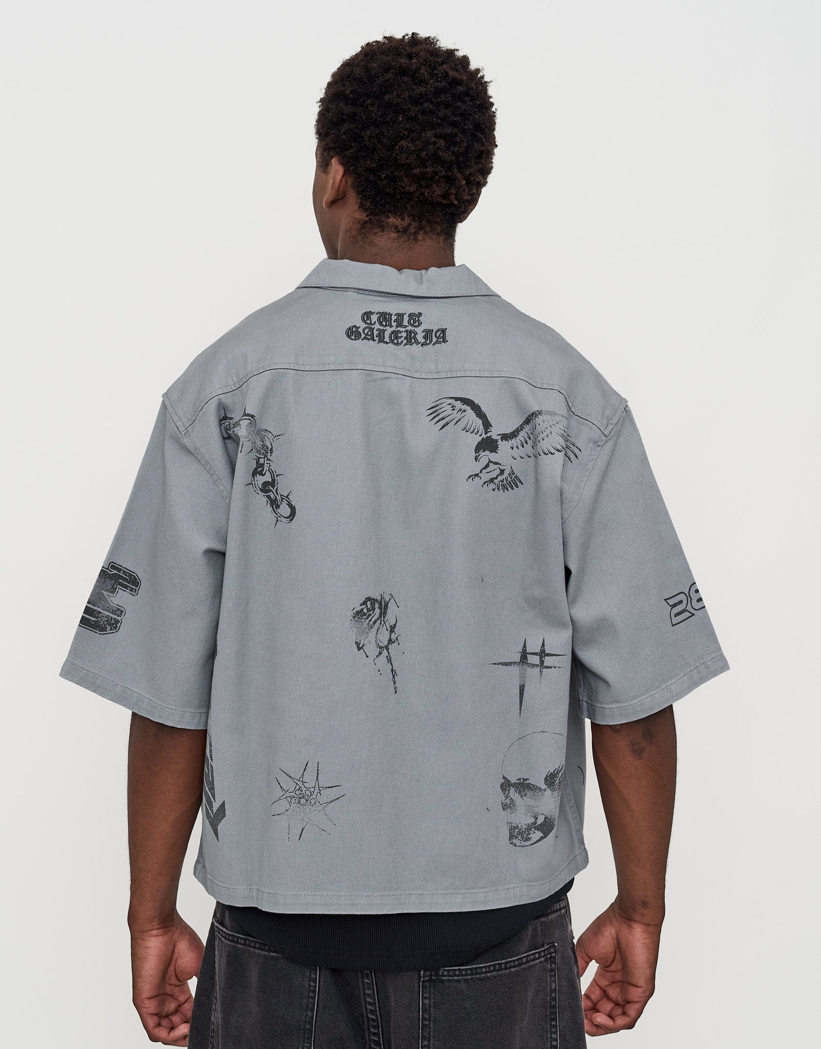 Sketch Cropped Zip Up Shirt in Pebble | Hallensteins NZ