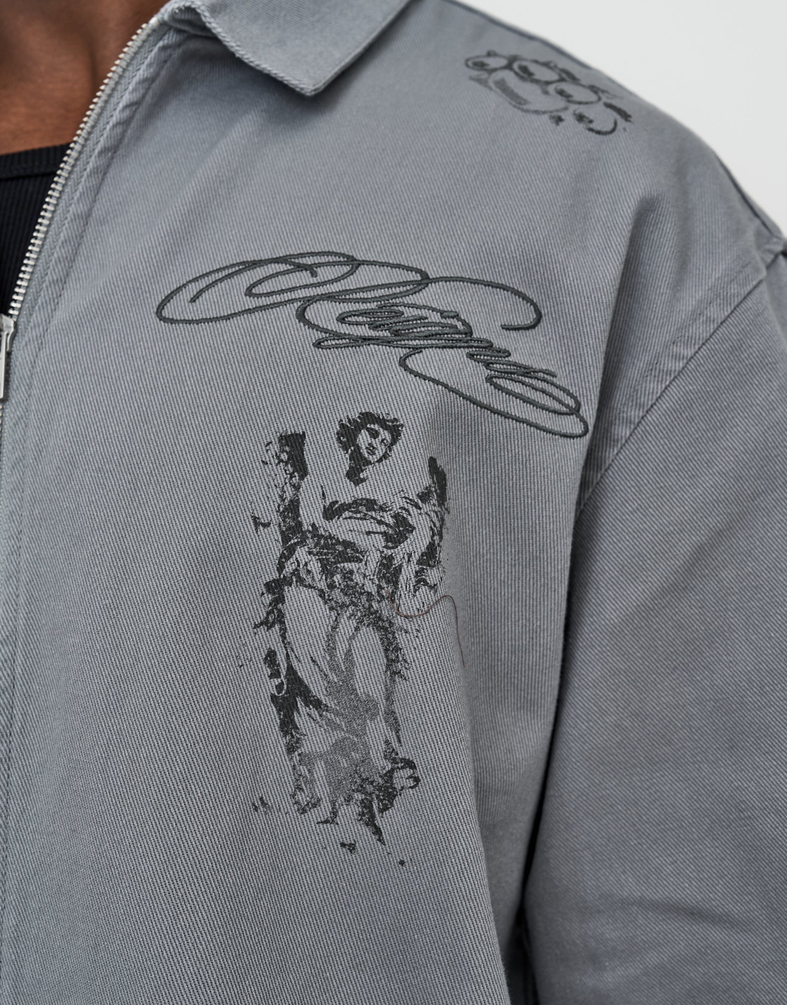 Sketch Cropped Zip Up Shirt in Pebble | Hallensteins NZ