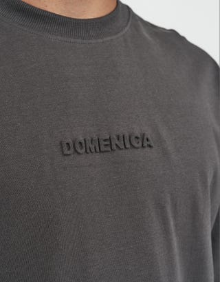 Domenica Box Fit T Shirt in Pewter Grey Detail
