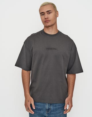 Domenica Box Fit T Shirt in Pewter Grey Front