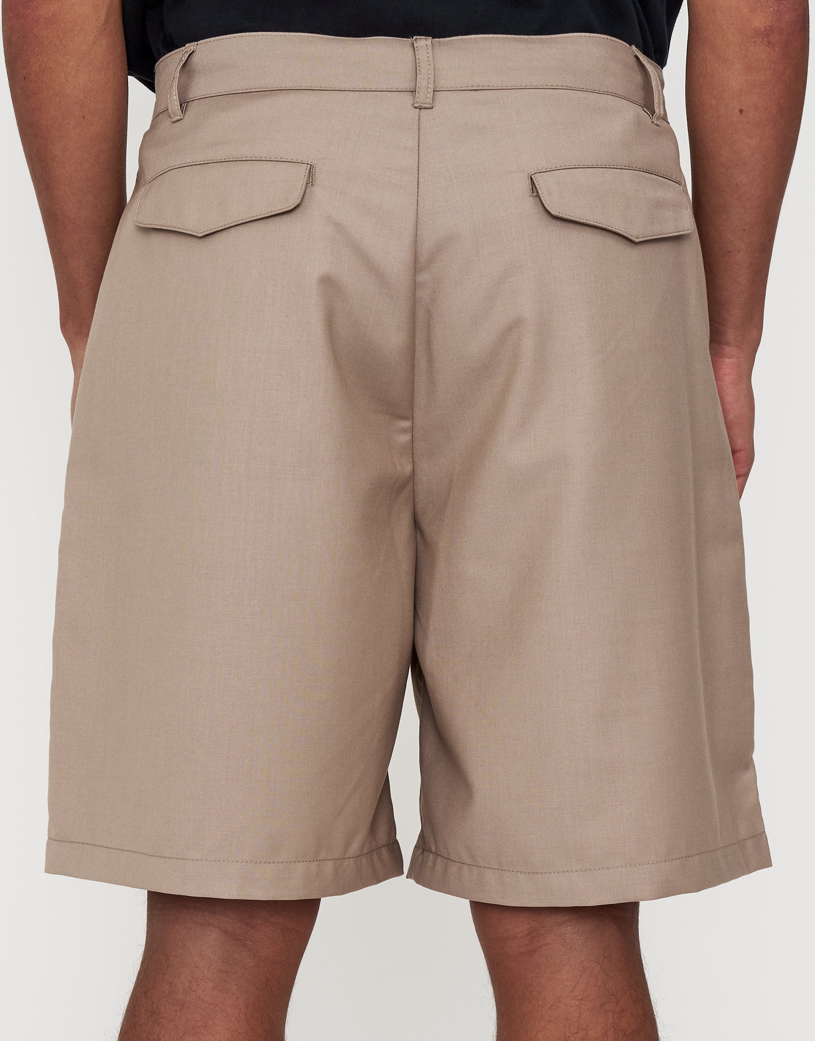 Baggy Fit Double Pleated Shorts in Tan | Hallensteins NZ